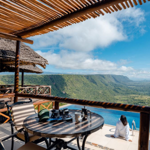 Ausblick auf die Landschaft von der Terrasse