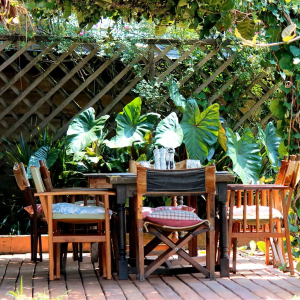 gedeckter Tisch auf der Terrasse