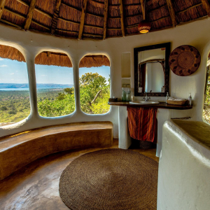 Badezimmer mit Ausblick