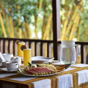 Frühstücks Tisch auf der Terrasse 